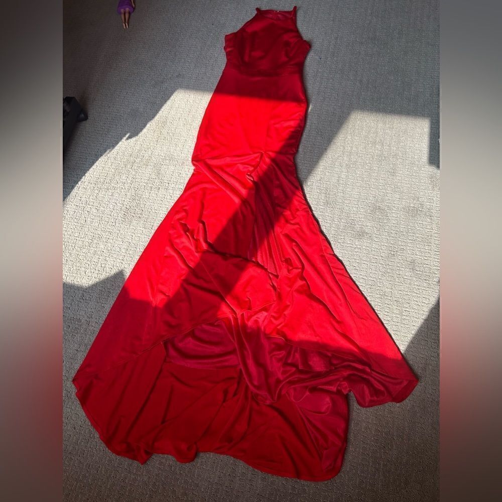 JJs House Red High Low Maxi Dress